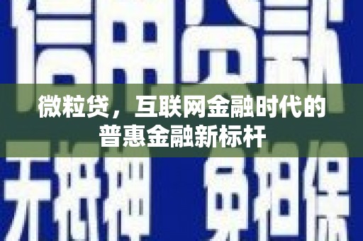 特克斯微粒贷，互联网金融时代的普惠金融新标杆