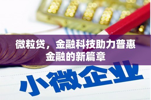 特克斯微粒贷，金融科技助力普惠金融的新篇章