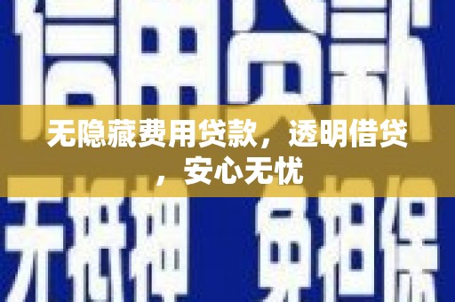 特克斯无隐藏费用贷款，透明借贷，安心无忧