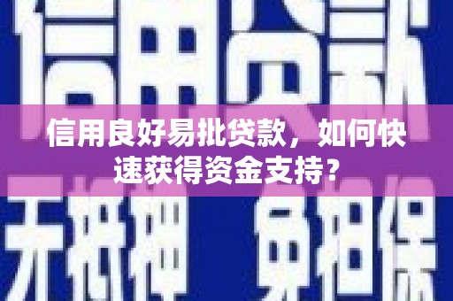 特克斯信用良好易批贷款，如何快速获得资金支持？