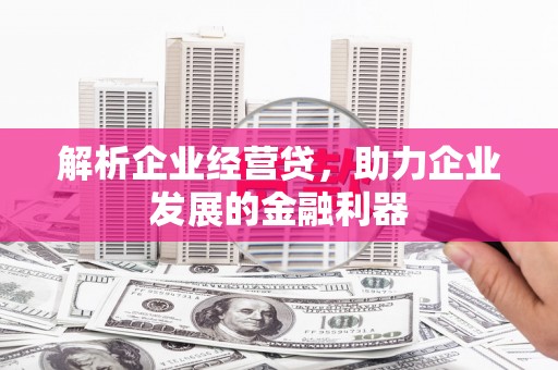 特克斯解析企业经营贷，助力企业发展的金融利器