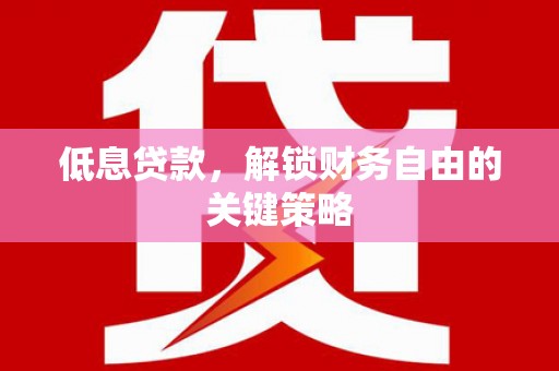 特克斯低息贷款，解锁财务自由的关键策略
