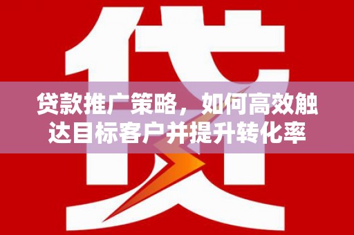特克斯贷款推广策略，如何高效触达目标客户并提升转化率