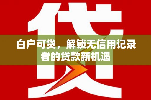 特克斯白户可贷，解锁无信用记录者的贷款新机遇