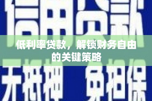 特克斯低利率贷款，解锁财务自由的关键策略