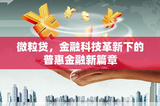 特克斯微粒贷，金融科技革新下的普惠金融新篇章